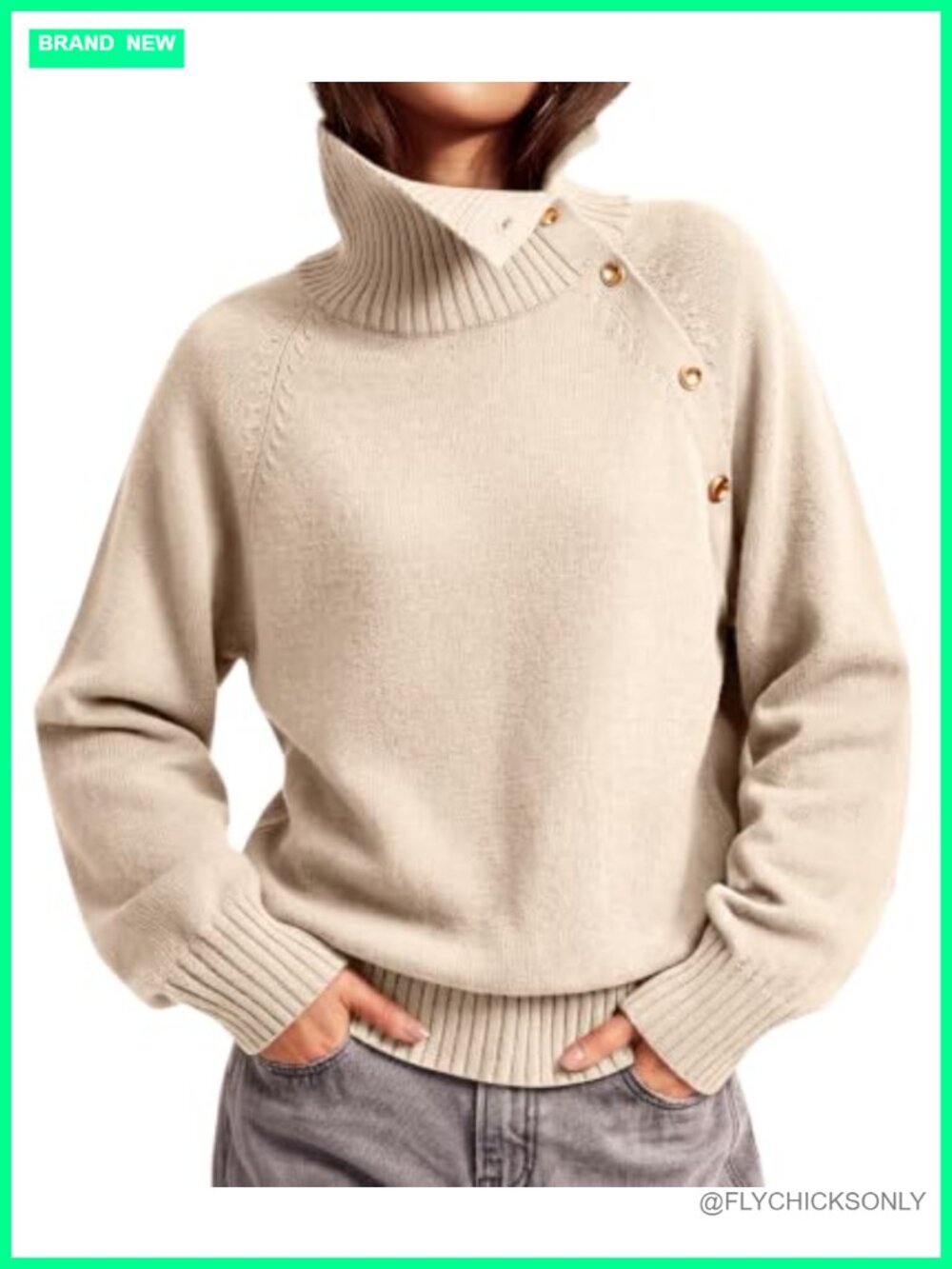Women's Turtleneck Oversized Knit Sweater Viscose Pullover
